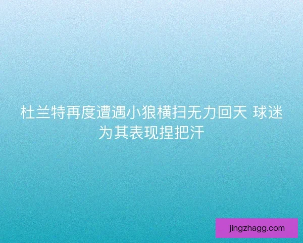 杜兰特再度遭遇小狼横扫无力回天 球迷为其表现捏把汗